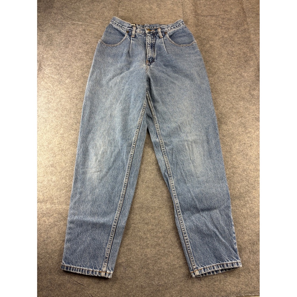 VTG Eddie Bauer High Waisted Pleated Mom Jeans Medium Wash Denim Sz 8 26x28